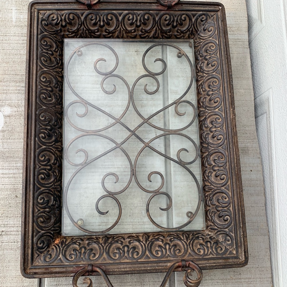 Southern Living at Home Napa Tray w/ Glass Insert Scroll Metal Serving Tray - Picture 15 of 16